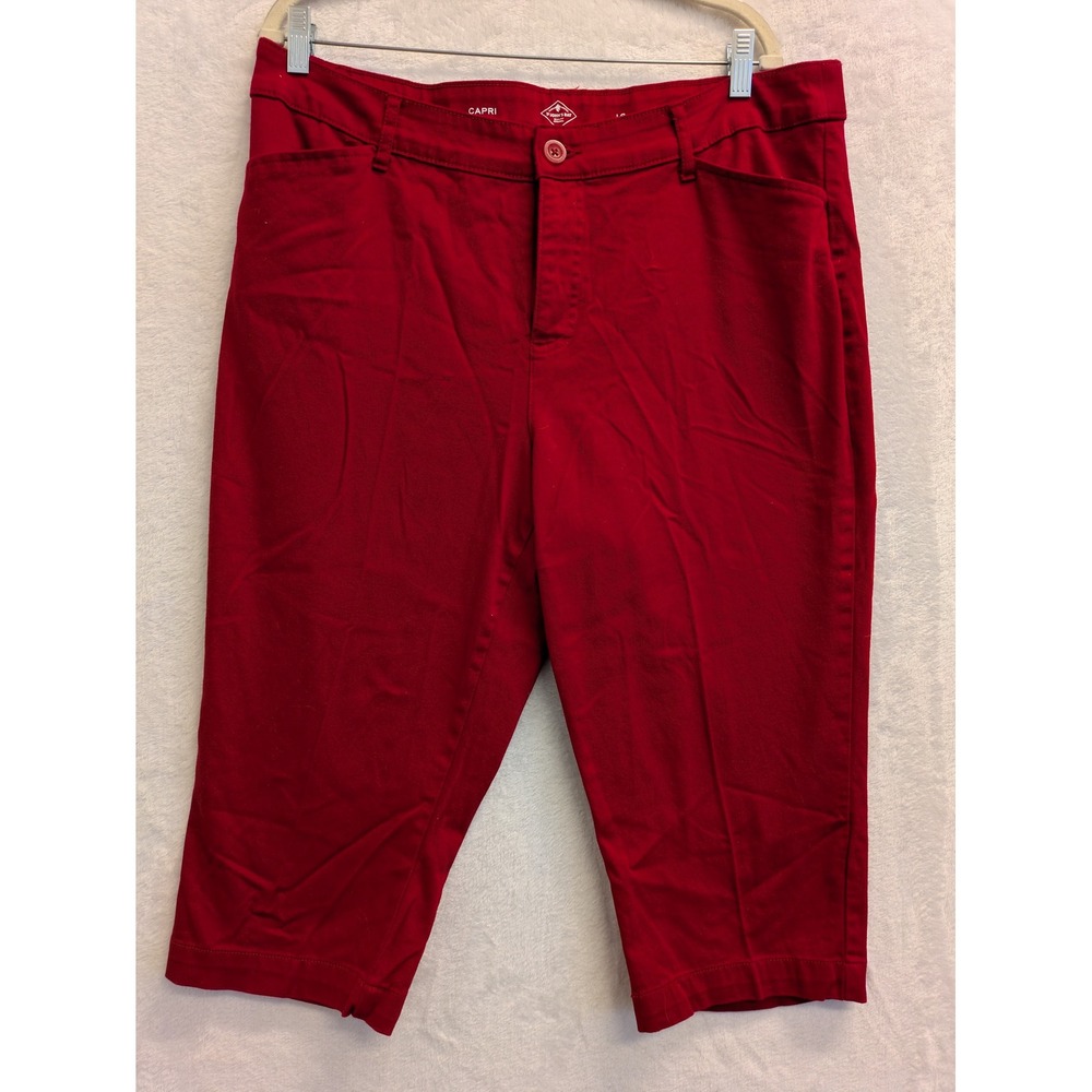 St John's Bay Capri Red‎ Crop Pants Womens Stretch Excellent Condition 18
